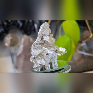 Phantom Clear Quartz Crystal Cluster on Stand